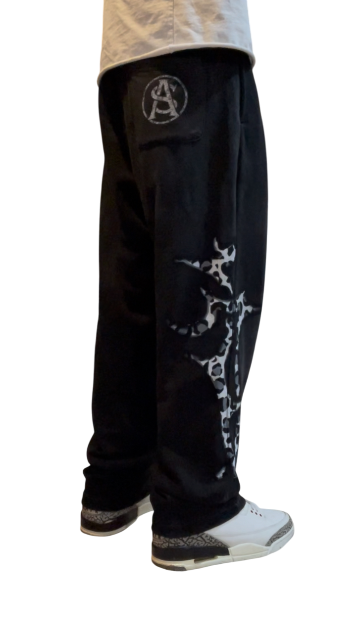ABSTRA Black Leopard Sweatpants